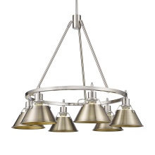Golden 3306-6 PW-AB - Yep by Golden Lighting Orwell 6-light Chandelier in Pewter and Aged Brass shade